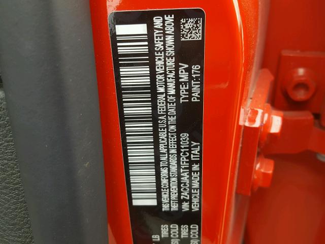 ZACCJAAT1FPC11039 - 2015 JEEP RENEGADE S 红色 照片 10