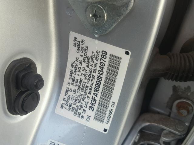 2HGFA16998H340789 - 2008 HONDA CIVIC EXL Gümüş foto 10