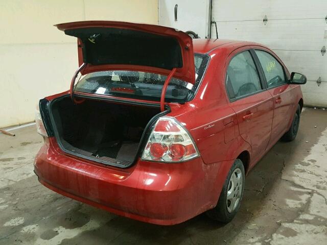 KL1TD56E29B329003 - 2009 CHEVROLET AVEO LS RED photo 4