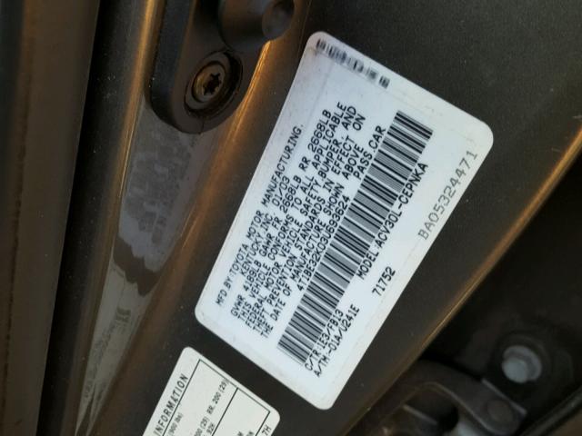 4T1BE32K03U693624 - 2003 TOYOTA CAMRY LE GRAY photo 10