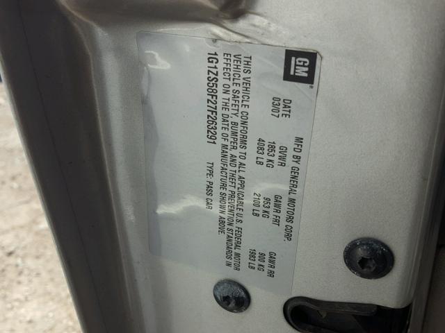 1G1ZS58F27F263291 - 2007 CHEVROLET MALIBU LS ვერცხლისფერი ფოტო 10