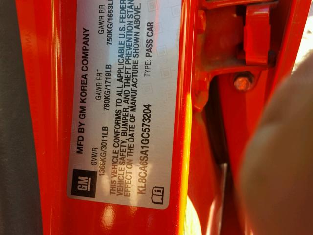 KL8CA6SA1GC573204 - 2016 CHEVROLET SPARK LS RED photo 10