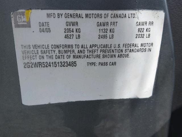 2G2WR554271164670 - 2007 PONTIAC GRAND PRIX GRAY photo 10