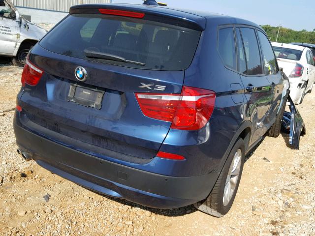 5UXWX9C51E0D23340 - 2014 BMW X3 XDRIVE2 BLUE photo 4