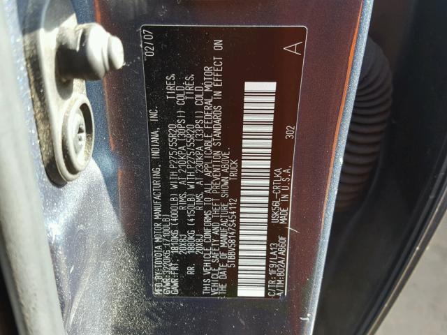 5TBBV58147S454112 - 2007 TOYOTA TUNDRA DOU BLUE photo 10