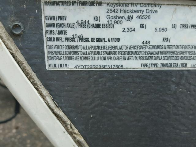 4YDT29R235E317505 - 2005 KEYSTONE HORNET WHITE photo 20