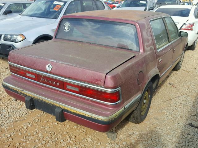 1B3XC4630PD103647 - 1993 DODGE DYNASTY MAROON photo 4