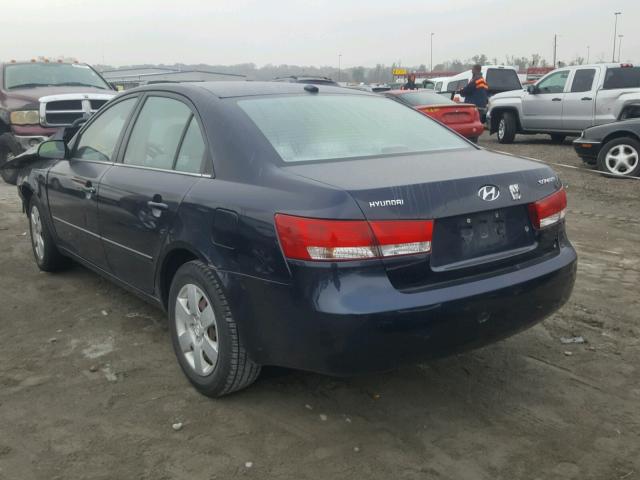 5NPET46C68H381521 - 2008 HYUNDAI SONATA BLUE photo 3