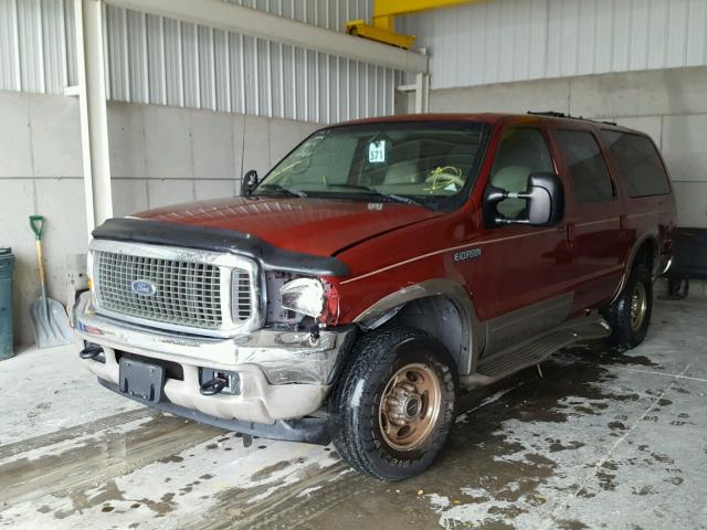 1FMNU43S7YEC61215 - 2000 FORD EXCURSION RED photo 2