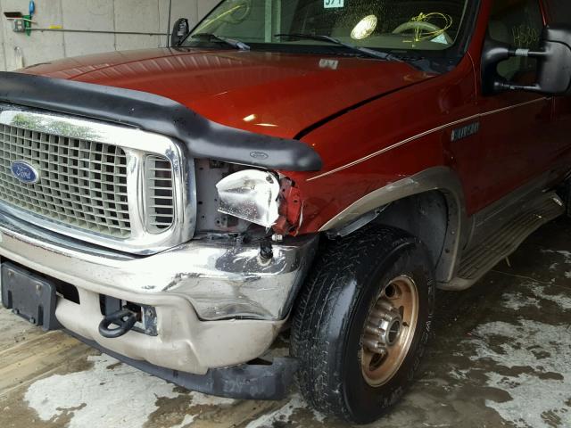 1FMNU43S7YEC61215 - 2000 FORD EXCURSION RED photo 9