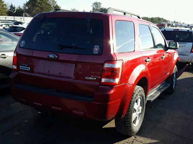 1FMCU93168KA80961 - 2008 FORD ESCAPE XLT MAROON photo 4