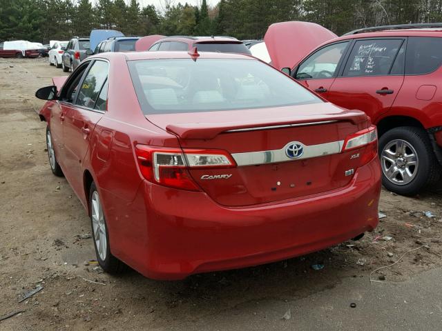 4T1BD1FK9CU057480 - 2012 TOYOTA CAMRY HYBR RED photo 3