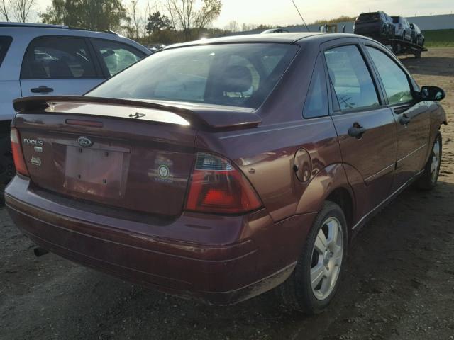 1FAHP34N67W158541 - 2007 FORD FOCUS ZX4 BURGUNDY photo 4