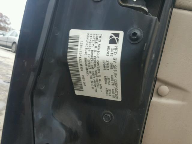 1G8AJ52F13Z195956 - 2003 SATURN ION LEVEL BLACK photo 10