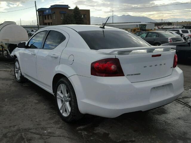 1C3CDZCB2DN545102 - 2013 DODGE AVENGER SX WHITE photo 3