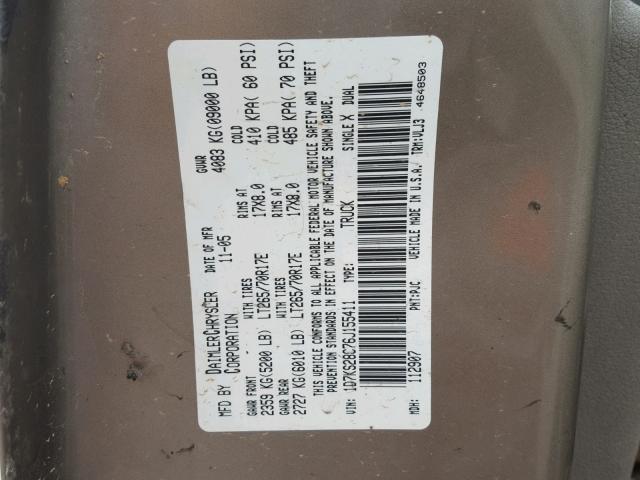 1D7KS28C76J155411 - 2006 DODGE RAM 2500 S GOLD photo 10