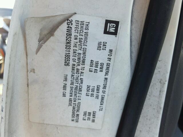 2G4WB52K031185526 - 2003 BUICK REGAL LS 白色 照片 10