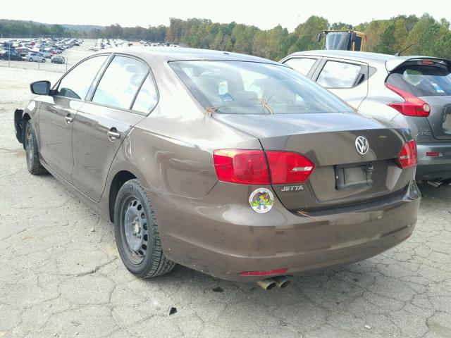3VW2K7AJ9CM388010 - 2012 VOLKSWAGEN JETTA BASE BROWN photo 3