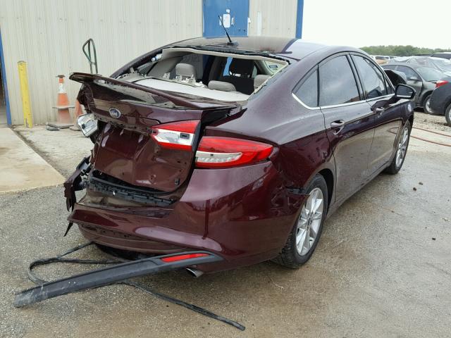 3FA6P0HD9HR302630 - 2017 FORD FUSION SE BURGUNDY photo 4