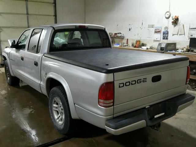 1B7HL38N92S643403 - 2002 DODGE DAKOTA QUA SILVER photo 3