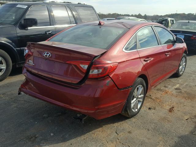 5NPE24AF3FH207178 - 2015 HYUNDAI SONATA SE MAROON photo 4