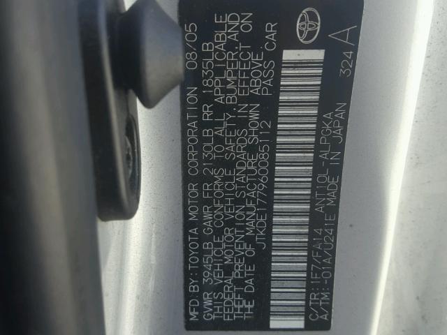 JTKDE177960085112 - 2006 TOYOTA SCION TC 银色 照片 10