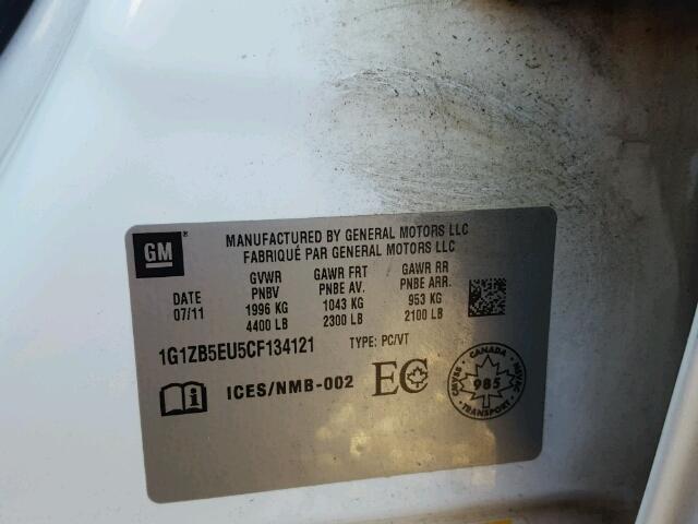 1G1ZB5EU5CF134121 - 2012 CHEVROLET MALIBU LS თეთრი ფოტო 10