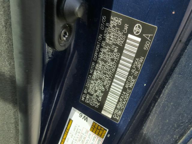 JTKDE177160077330 - 2006 TOYOTA SCION TC 蓝色 照片 10