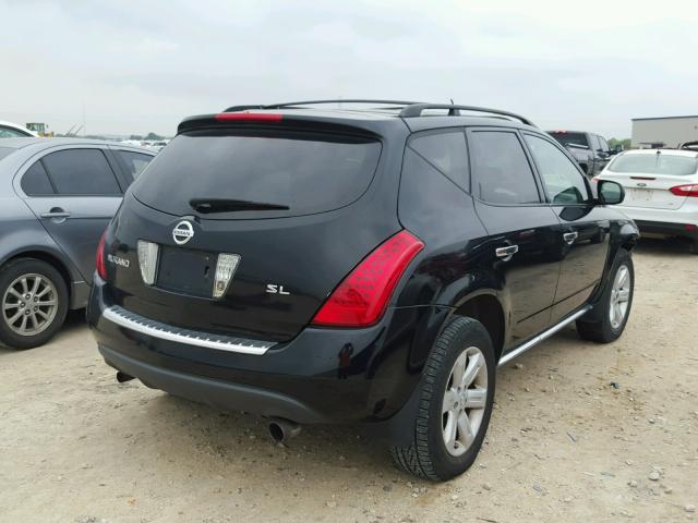 JN8AZ08T76W422222 - 2006 NISSAN MURANO SL BLACK photo 4