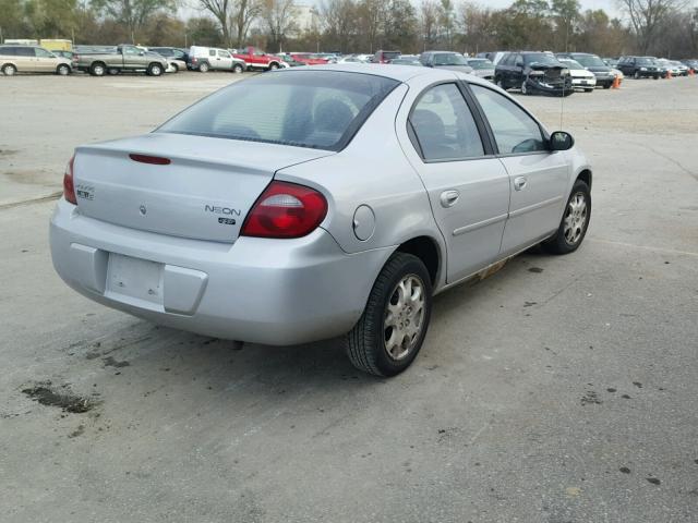 1B3ES56C45D207863 - 2005 DODGE NEON SXT SILVER photo 4