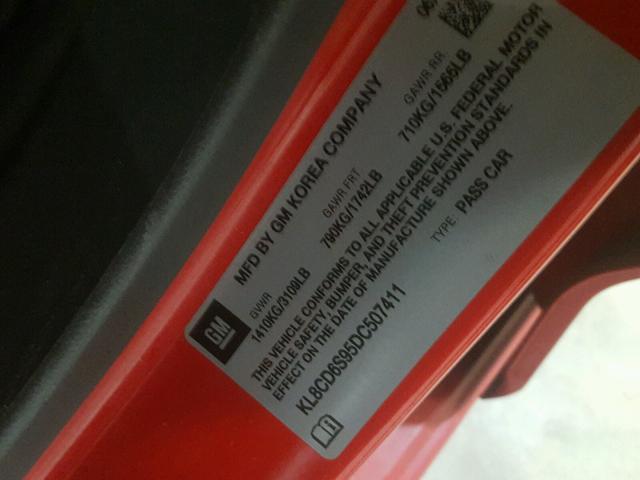 KL8CD6S95DC507411 - 2013 CHEVROLET SPARK 1LT Красный фото 10