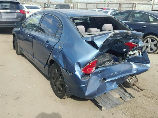 2HGFA16588H521444 - 2008 HONDA CIVIC LX BLUE photo 3