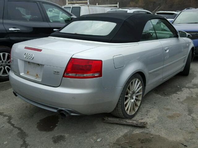 WAUDH48H19K011101 - 2009 AUDI A4 3.2 CAB SILVER photo 4