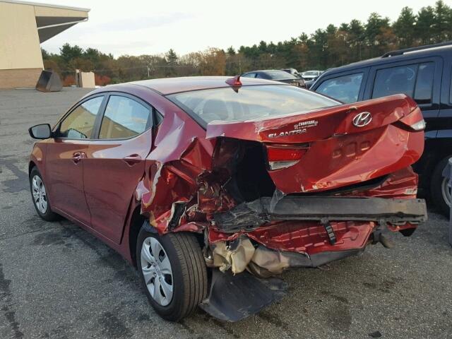 5NPDH4AE4GH697343 - 2016 HYUNDAI ELANTRA SE RED photo 3