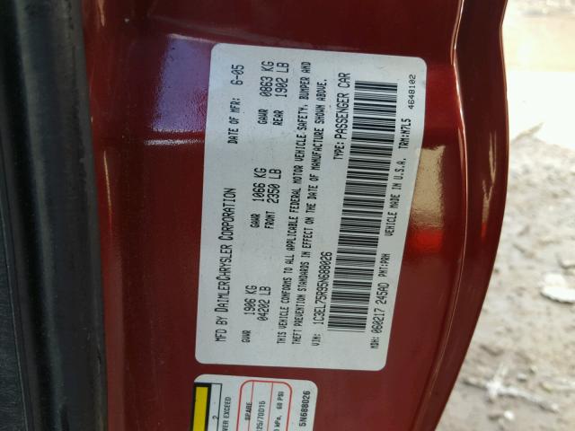 1C3EL75R95N688026 - 2005 CHRYSLER SEBRING GT RED photo 10