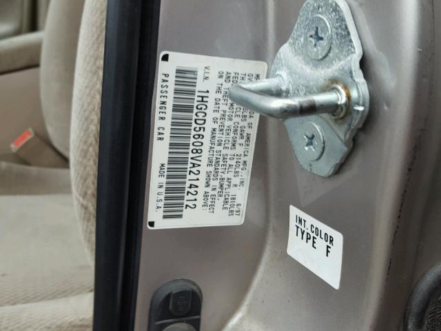 1HGCD5608VA214212 - 1997 HONDA ACCORD SE TAN photo 10