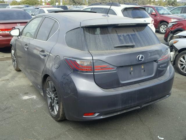 JTHKD5BHXC2067645 - 2012 LEXUS CT 200 GRAY photo 3