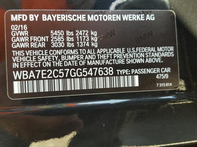 WBA7E2C57GG547638 - 2016 BMW 740 I BLACK photo 10