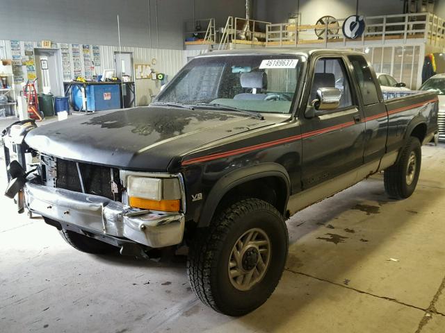 1B7GG23Y2PS165635 - 1993 DODGE DAKOTA BLACK photo 2