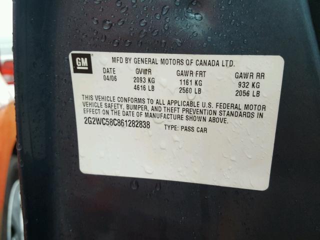 2G2WC58C861282838 - 2006 PONTIAC GRAND PRIX GREEN photo 10