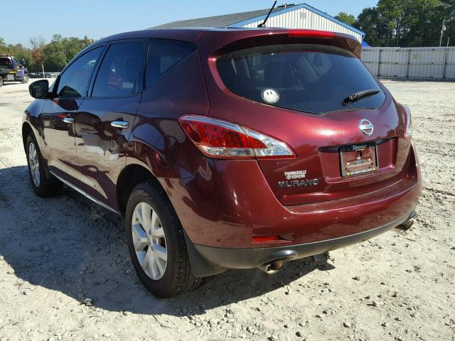 JN8AZ1MU2BW053252 - 2011 NISSAN MURANO S BURGUNDY photo 3