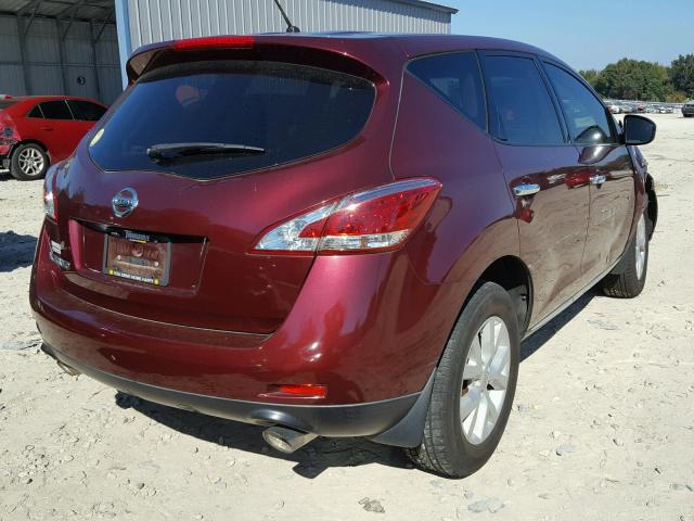 JN8AZ1MU2BW053252 - 2011 NISSAN MURANO S BURGUNDY photo 4