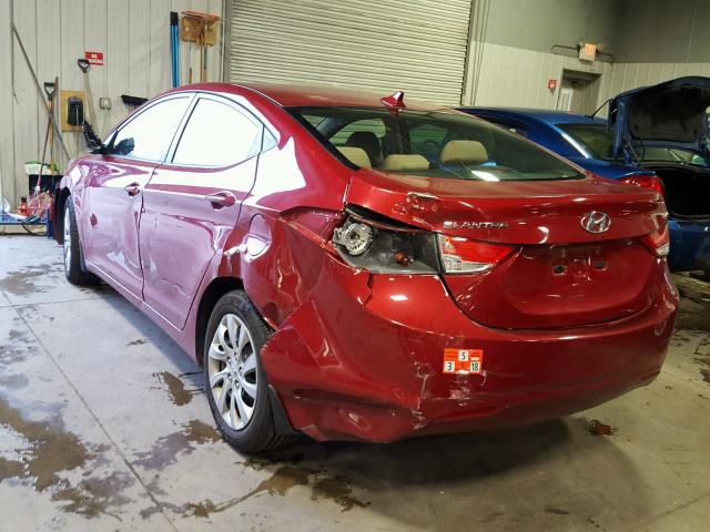 KMHDH4AE6CU363097 - 2012 HYUNDAI ELANTRA GL MAROON photo 3