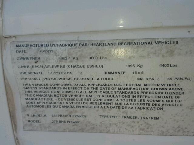 5SFPB3127DE256832 - 2013 HEART LAND PROWLER 米色 照片 10