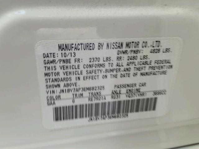 JN1BV7AP3EM682325 - 2014 INFINITI Q50 BASE Blanco foto 10