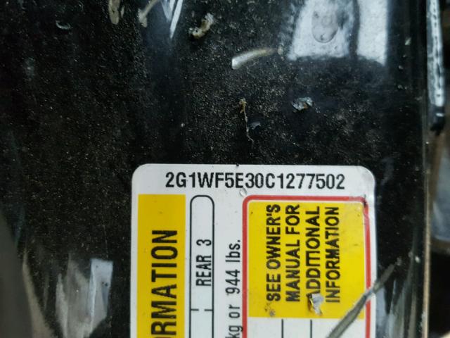 2G1WF5E30C1277502 - 2012 CHEVROLET IMPALA LS BLACK photo 10