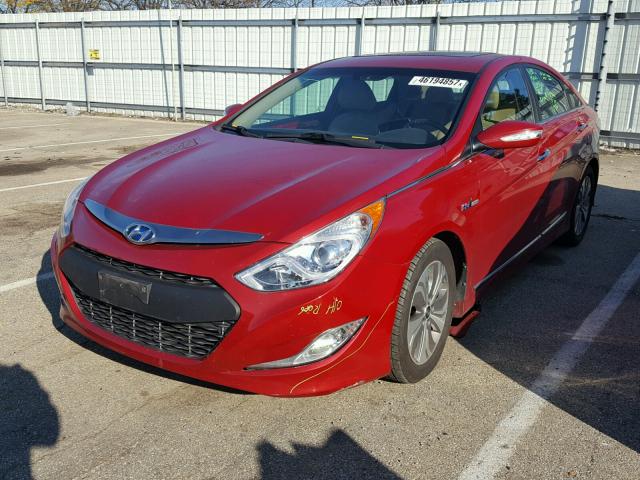 KMHEC4A41DA083682 - 2013 HYUNDAI SONATA HYB RED photo 2