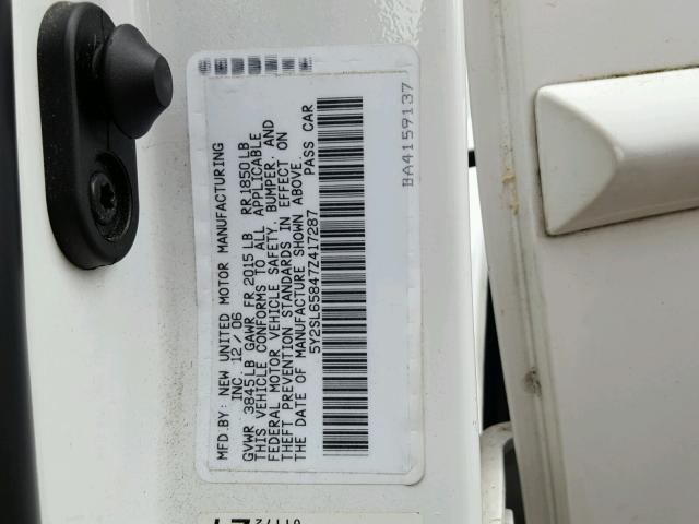 5Y2SL65847Z417287 - 2007 PONTIAC VIBE WHITE photo 10