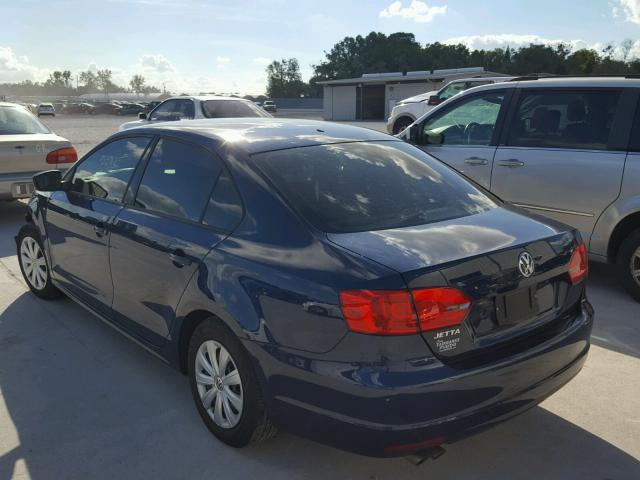 3VW2K7AJ8EM368611 - 2014 VOLKSWAGEN JETTA BASE BLUE photo 3