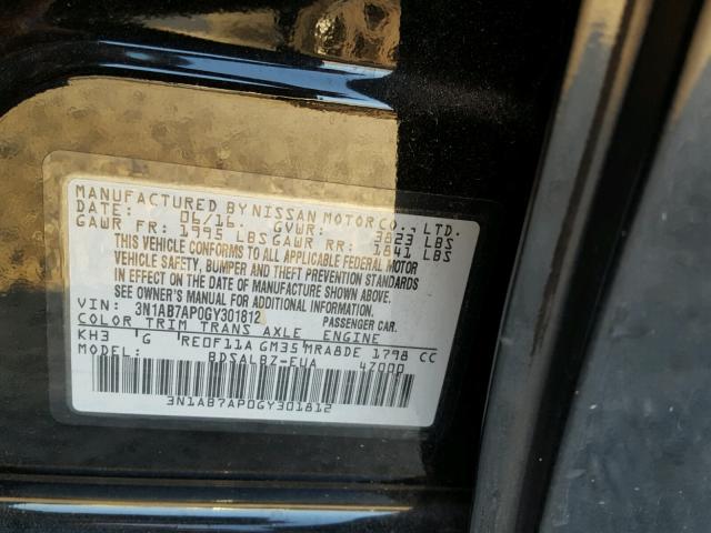 3N1AB7AP0GY301812 - 2016 NISSAN SENTRA S BLACK photo 10